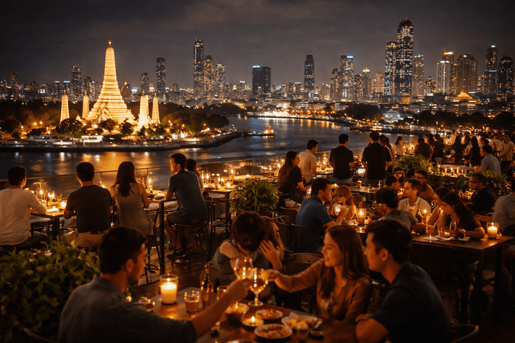 Best Rooftop Bars in Bangkok for Late-Night Drinks After Dinner from Khao San Road