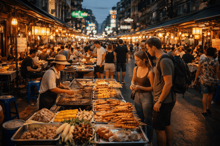 Best Street Food Streets Near Khao San Road: Where to Walk for Cheap Eats After Dark