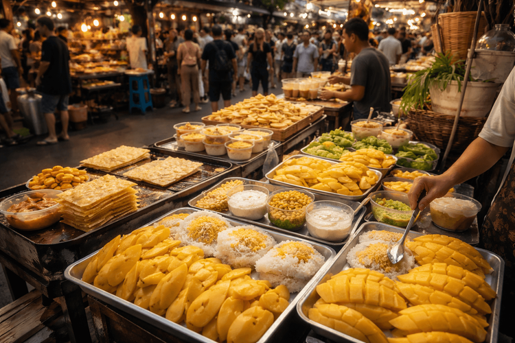Best Sweet Street Food in Bangkok: Mango Sticky Rice, Roti, and Thai Desserts Near Khao San Road