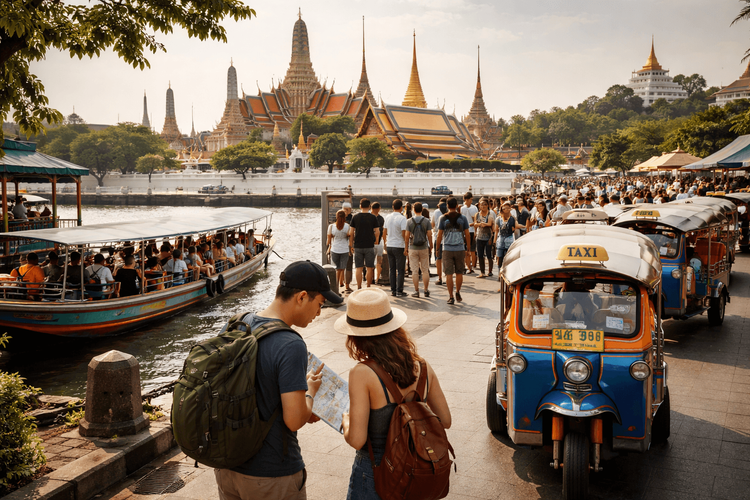 Best Way to Get from Khao San Road to Wat Pho, the Grand Palace, and Golden Mount by Boat, Tuk-Tuk, or Walk