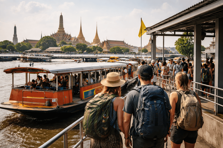 How to Get from Khao San Road to Wat Pho, the Grand Palace, and Golden Mount by Ferry, Taxi, and Walk