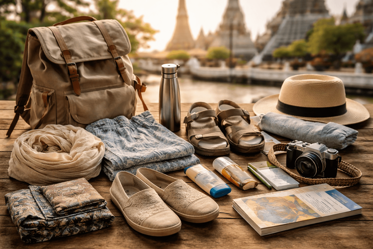 Thailand Packing List for Backpackers Visiting Buddhist Sites: Modest Clothing, Easy Shoes, and Temple-Ready Extras