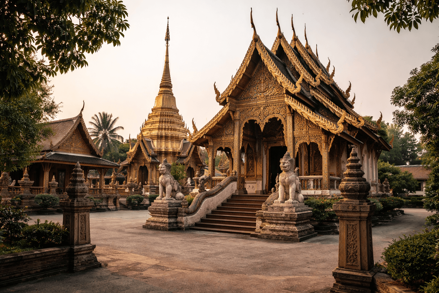 Temples in Phrae-Center, Sing Buri banner